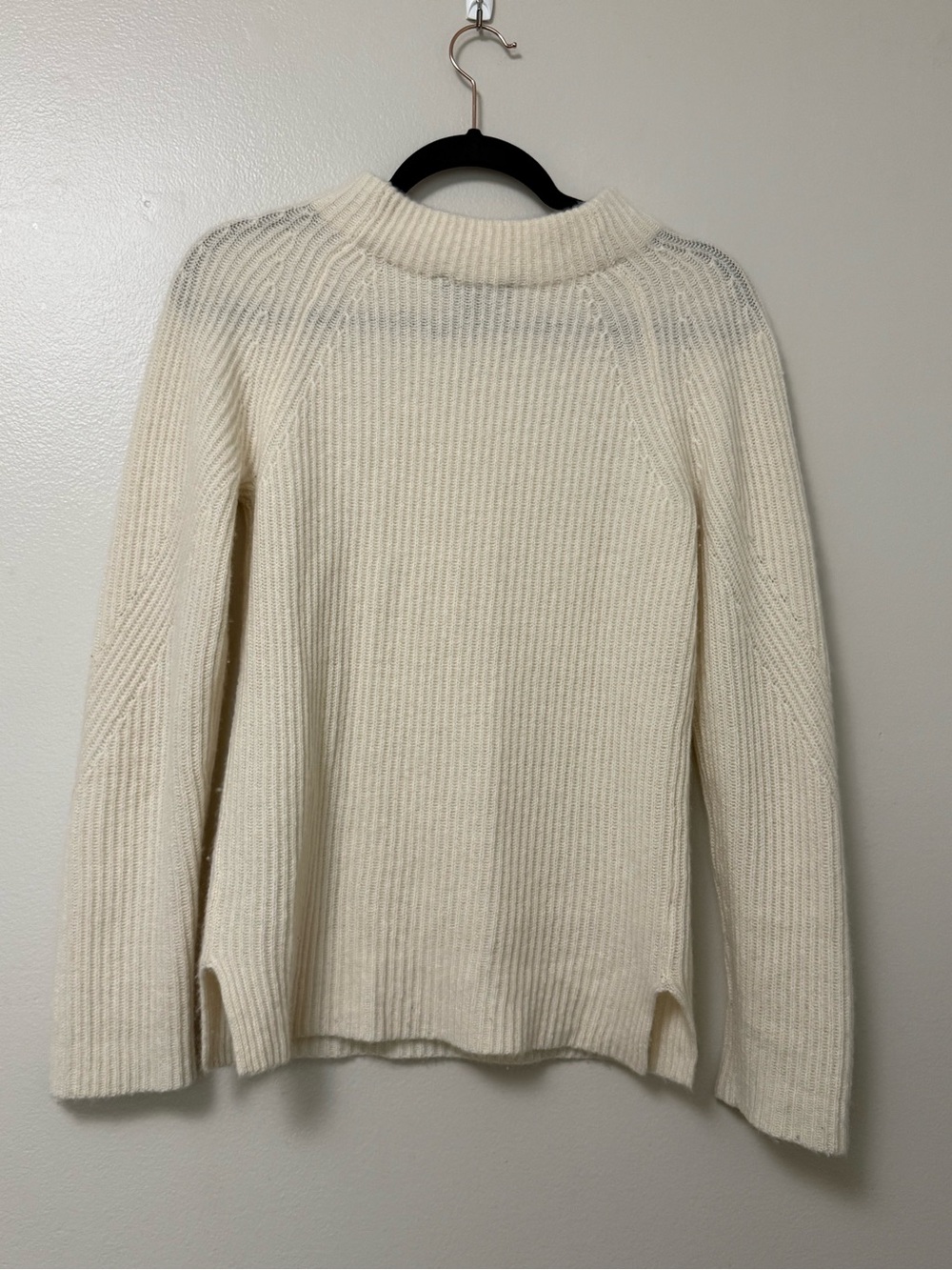 Ann Taylor Cashmere Cozy Cream Ribbed Women's Sweater - Picture 3 of 12